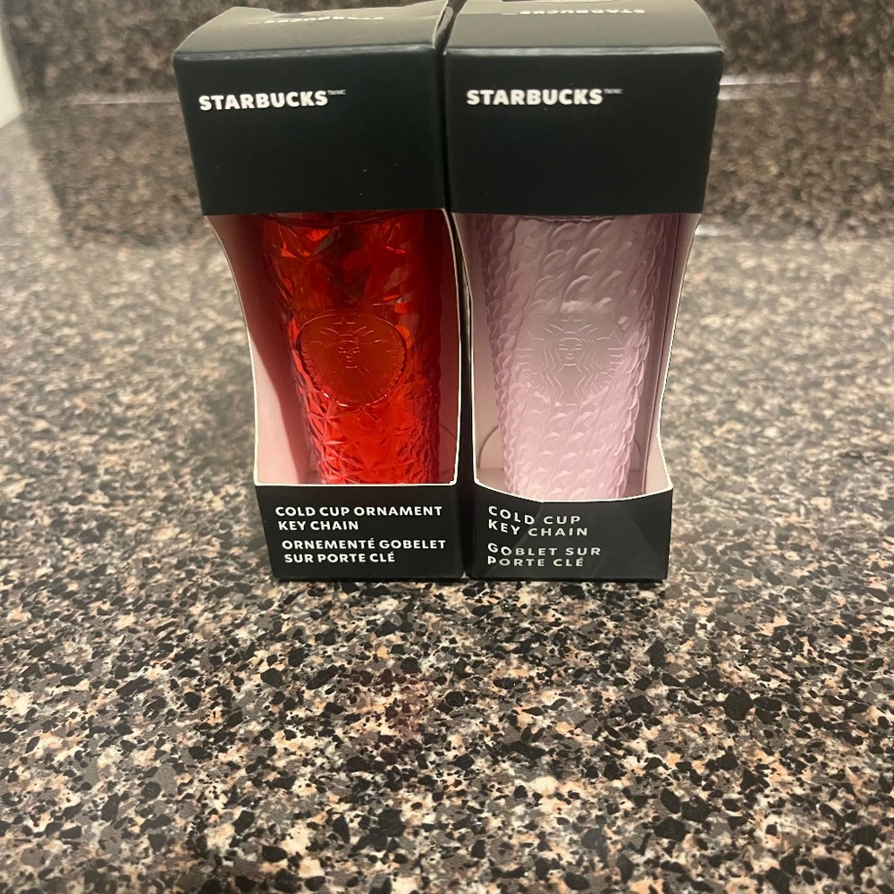 Starbucks 2023 Red & Pink Cold Cups Keychains